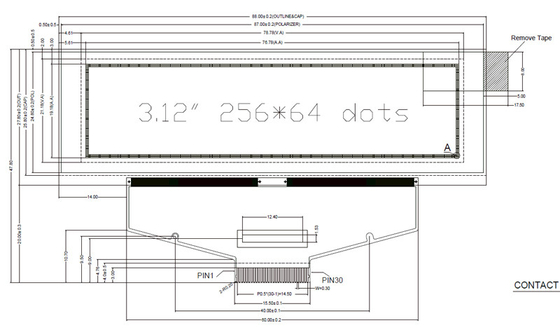UG-5664ASWEF01 3.12" 256*64 Pontos Módulo de Display OLED com Interface SPI/Parallel/I2C