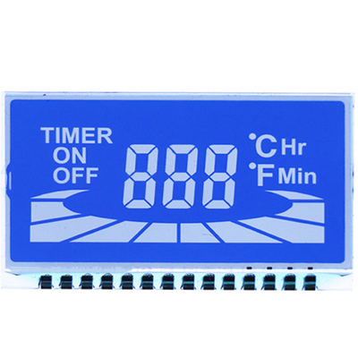 Painel LCD STN personalizado, Modo azul STN/Fondo de caracteres brancos/Fonts Display, Conexão de pinos metálicos