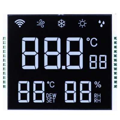 Display LCD de segmento VA personalizado 12:00 Direção de visualização Função/Bias 1/4 Função Ultra Baixa 2μA Consumo -20°C a 70°C Operação