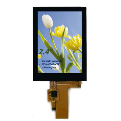 2.4 polegadas PCAP TFT LCD Display Luz solar legível, 15 pin SPI 2.4 polegadas Todos os ângulos de visão TFT LCD com CTP