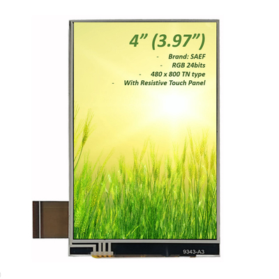 4 polegadas 480x800 LCD touch screen, Medical TFT Display 3,97 polegadas & 4 polegadas Interface RGB