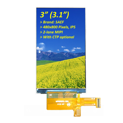 3 polegadas 480x800 pixels Industrial TFT Display, 3,1 polegadas TFT LCD ST7701S IPS Display