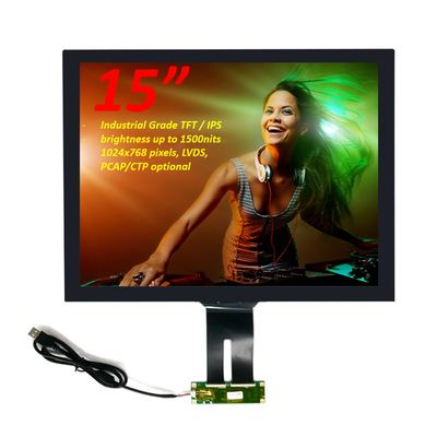 BOE Industrial Grade 15 Inch PCAP TFT Display LVDS Display LCD legível à luz solar 1500Nits