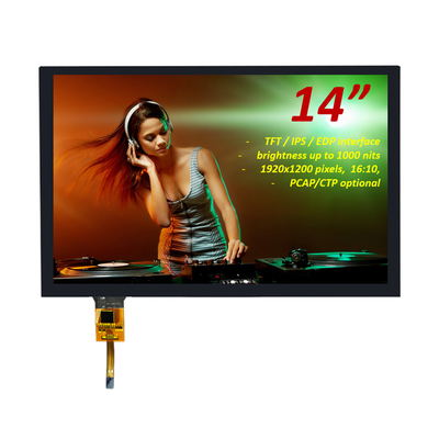 14 polegadas TFT LCD Display 1920x1200 pixels 16:10 Interface EDP com CTP Touch