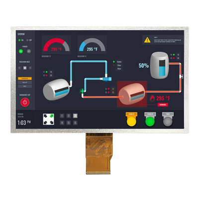 7 polegadas TFT LCD Display Operação de ampla temperatura RGB 1024x600 50pins HMI Screen