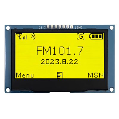 2Display OLED amarelo de 42 polegadas com resolução de 128x64 e interface SPI de 7 pines
