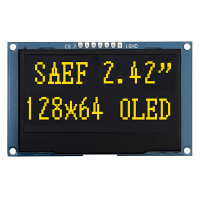 2Display OLED amarelo de 42 polegadas com resolução de 128x64 e interface SPI de 7 pines