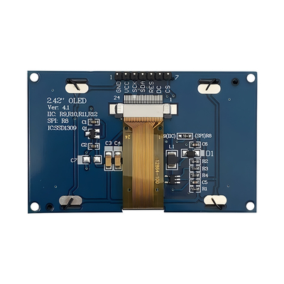 2.42 polegadas 128x64 pontos OLED Display Module com SPI Interface e Branco e azul cores da fonte