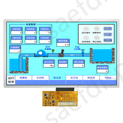 Display TFT de 7 polegadas de grau industrial LVDS Interface 1000nits Ultra Largo Intervalo de Temperatura de Operação