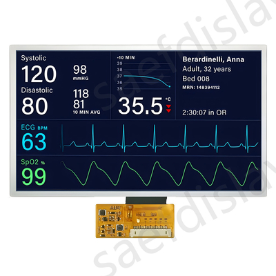Display TFT de 7 polegadas de grau industrial LVDS Interface 1000nits Ultra Largo Intervalo de Temperatura de Operação
