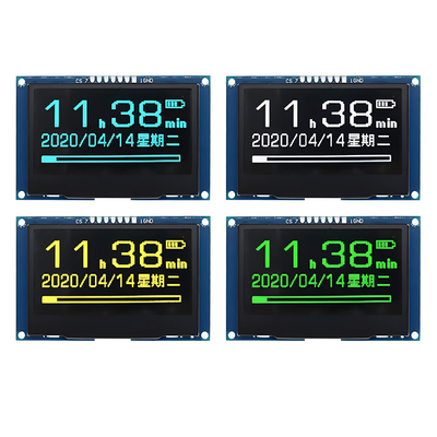 2.42 polegadas 128x64 pontos OLED Display Module com SPI Interface e Branco e azul cores da fonte