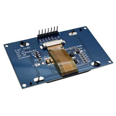 2.42 polegadas 128x64 pontos OLED Display Module com SPI Interface e Branco e azul cores da fonte