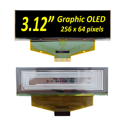 3Módulo de exibição OLED de grau industrial de 12 polegadas - 256x64 pixels, 30-Pin com SPI, Interfaces I2C
