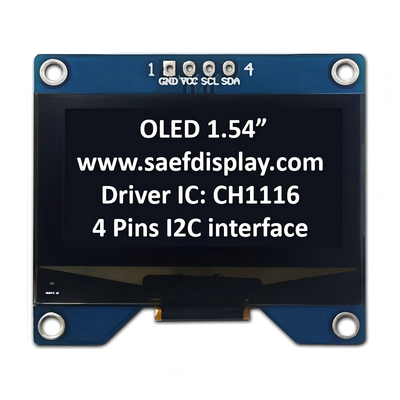 Display OLED de 1,54 polegadas 128x64 com interface I2C e driver CH1116