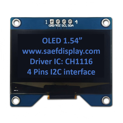 Display OLED de 1,54 polegadas 128x64 com interface I2C e driver CH1116