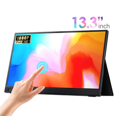 13Monitor portátil de tela sensível ao toque de.3 polegadas, monitor portátil de jogos USB C com suporte de desktop para computador portátil