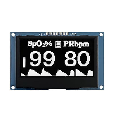 2.42 polegadas 128x64 pontos OLED Display Module com SPI Interface e Branco e azul cores da fonte