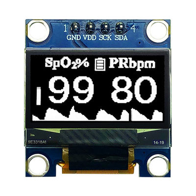0Módulo de exibição OLED de 96 polegadas Interface I2C, ultra-compacto, alto brilho, grau industrial, opções branco/azul