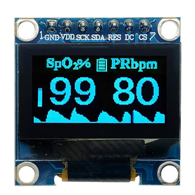 0.96 polegadas SSD1306 Controlador 7 pines Fontes brancas e azuis SPI OLED Display 128x64 3V PMOLED