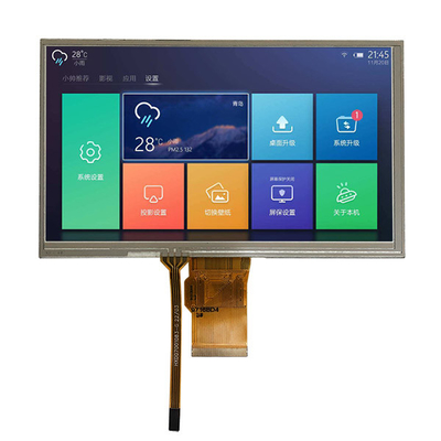 7 relação mordida de TFT LCD 800x480 Dots Display RGB 24 da polegada com o painel de toque Resistive