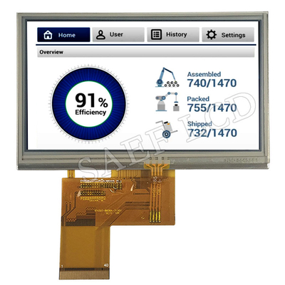 4,3" relação completa do RGB do ângulo de visão da tela 480x272 IPS do LCD TFT da polegada com a tela Resistive do LCD TFT do painel de toque
